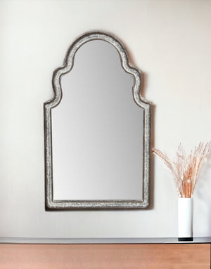 Homeroots 24" Gray Abstract Metal Framed Accent Mirror  Steel 399693