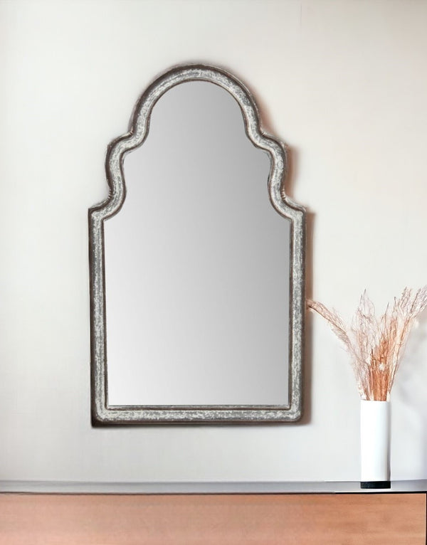 Homeroots 24" Gray Abstract Metal Framed Accent Mirror  Steel 399693