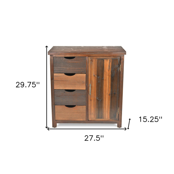 Homeroots 28" Brown Wood Four Drawer Sideboard   399696