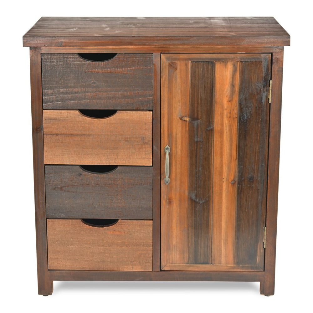 HomeRoots 28" Brown Wood Four Drawer Sideboard - Elegant Storage Solution for Your Home Décor & Organization Needs 399696