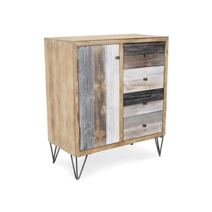 HomeRoots 28" Multi-Color Four Drawer Sideboard - Stylish, Durable Storage Solution for Dining or Living Spaces 399698