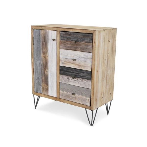 HomeRoots 28" Multi-Color Four Drawer Sideboard - Stylish, Durable Storage Solution for Dining or Living Spaces 399698