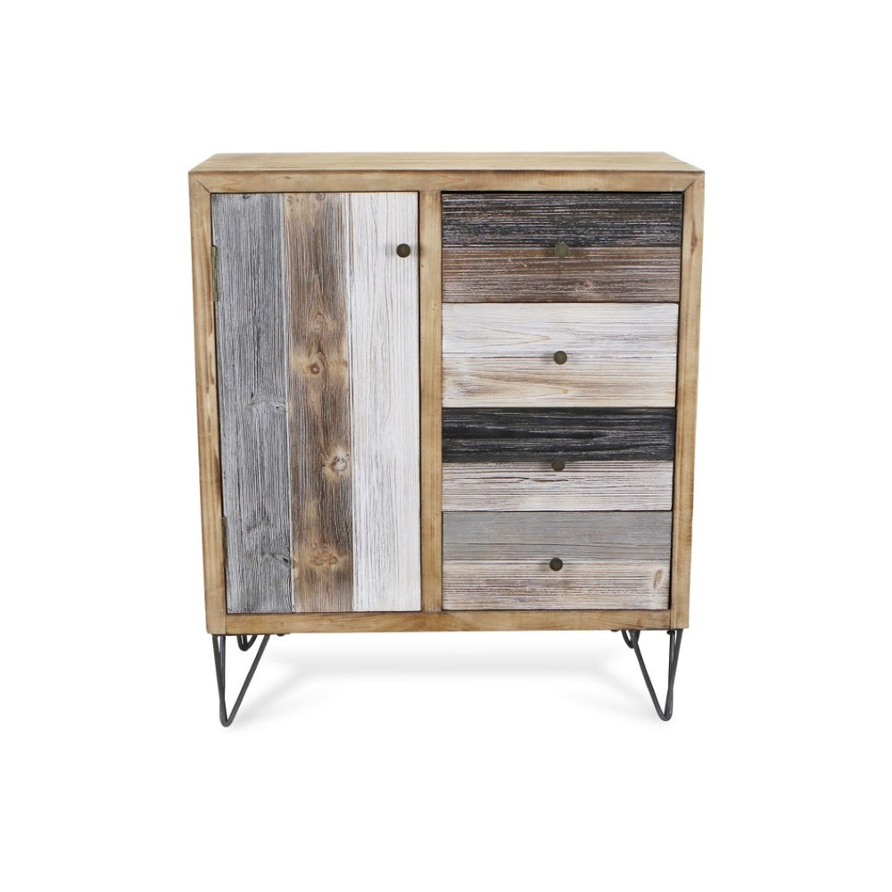HomeRoots 28" Multi-Color Four Drawer Sideboard - Stylish, Durable Storage Solution for Dining or Living Spaces 399698