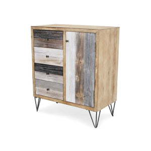 HomeRoots 28" Multi-Color Four Drawer Sideboard - Stylish, Durable Storage Solution for Dining or Living Spaces 399698