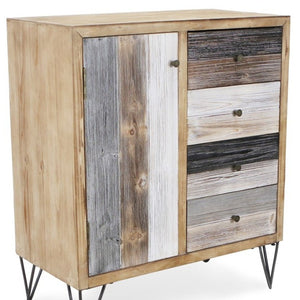 HomeRoots 28" Multi-Color Four Drawer Sideboard - Stylish, Durable Storage Solution for Dining or Living Spaces 399698