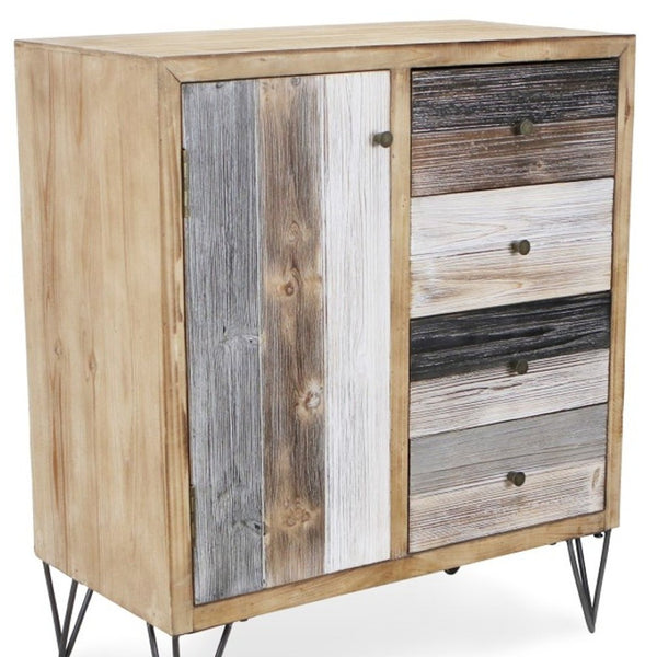 HomeRoots 28" Multi-Color Four Drawer Sideboard - Stylish, Durable Storage Solution for Dining or Living Spaces 399698