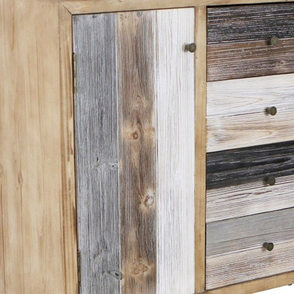 HomeRoots 28" Multi-Color Four Drawer Sideboard - Stylish, Durable Storage Solution for Dining or Living Spaces 399698