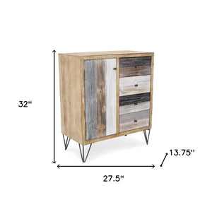 HomeRoots 28" Multi-Color Four Drawer Sideboard - Stylish, Durable Storage Solution for Dining or Living Spaces 399698