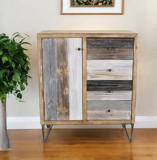 HomeRoots 28" Multi-Color Four Drawer Sideboard - Stylish, Durable Storage Solution for Dining or Living Spaces 399698