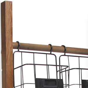 Homeroots 63" Natural And Black Wood And Metal Storage Shelf With Metal Baskets  Wood And Metal 399701