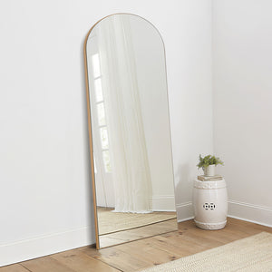 Homeroots Arched Gold Standing Mirror Gold Glass,Wood 399772