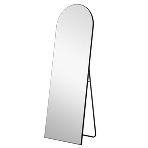 Homeroots Arched Black Standing Mirror Black Glass,Wood 399773