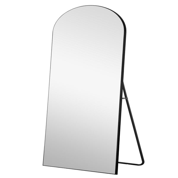 Homeroots 71" Black Arch Wood Frame Full Length Standing Mirror  Glass 399774