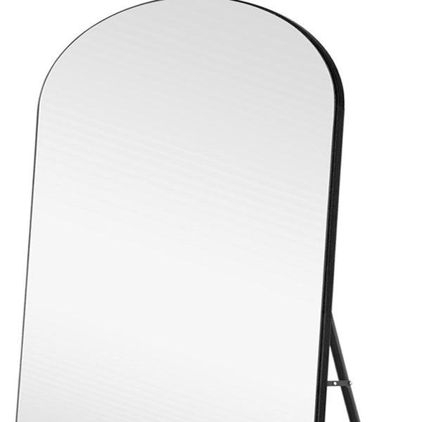 Homeroots 71" Black Arch Wood Frame Full Length Standing Mirror  Glass 399774