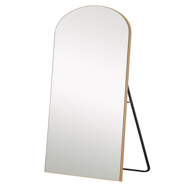 Homeroots 71" Gold Arch Wood Framed Full Length Standing Mirror  Glass,Wood 399775
