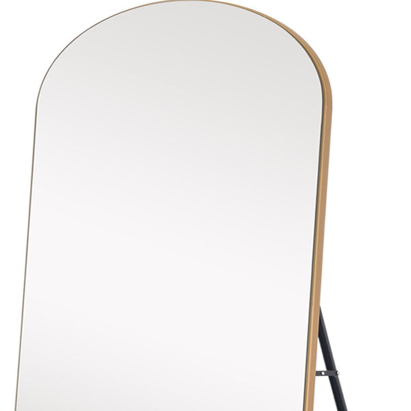 Homeroots 71" Gold Arch Wood Framed Full Length Standing Mirror  Glass,Wood 399775