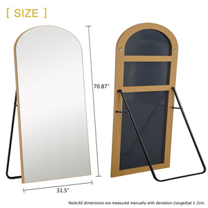 Homeroots 71" Gold Arch Wood Framed Full Length Standing Mirror  Glass,Wood 399775