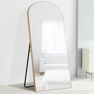 Homeroots 71" Gold Arch Wood Framed Full Length Standing Mirror  Glass,Wood 399775