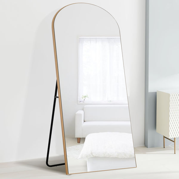 Homeroots 71" Gold Arch Wood Framed Full Length Standing Mirror  Glass,Wood 399775