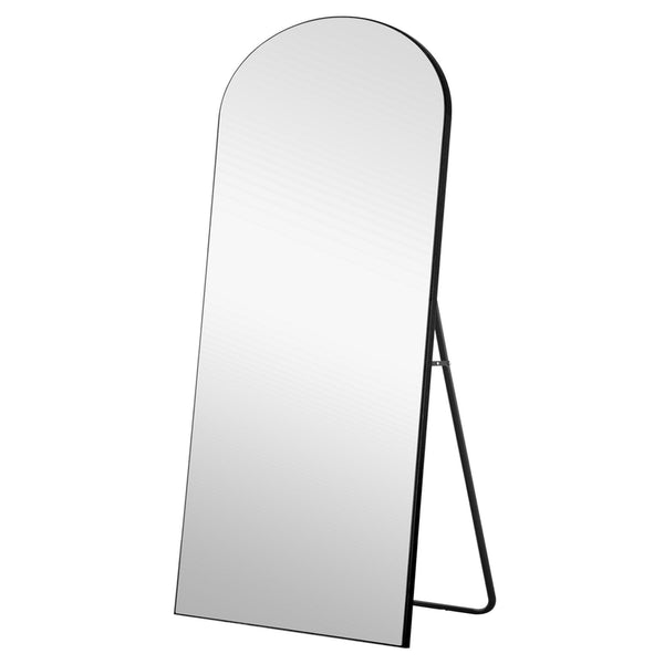 Homeroots 71" Black Arch Wood Framed Freestanding Standing Mirror  Glass,Wood 399776