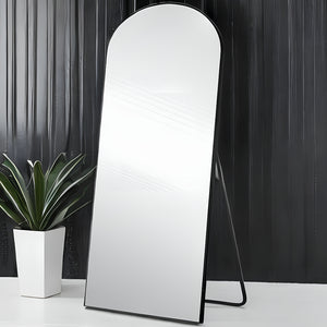 Homeroots 71" Black Arch Wood Framed Freestanding Standing Mirror  Glass,Wood 399776
