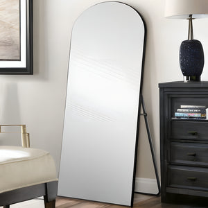 Homeroots 71" Black Arch Wood Framed Freestanding Standing Mirror  Glass,Wood 399776