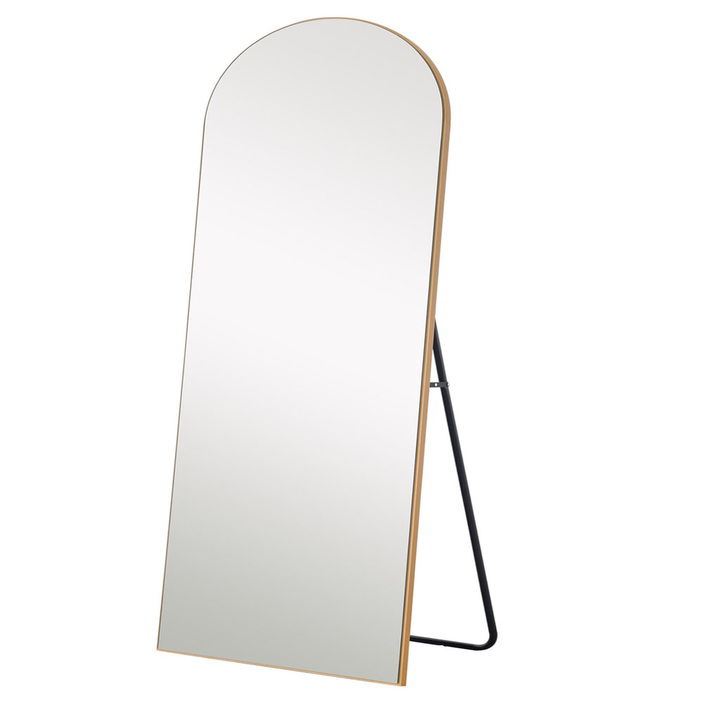 Homeroots 71" Gold Arch Wood Framed Freestanding Standing Mirror  Glass 399777