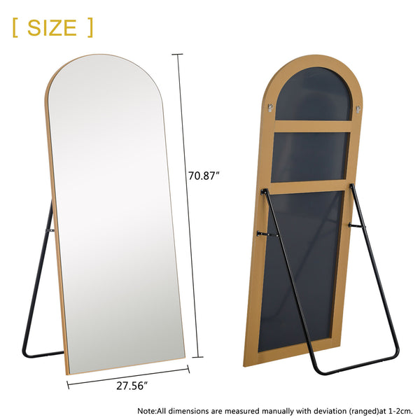 Homeroots 71" Gold Arch Wood Framed Freestanding Standing Mirror  Glass 399777