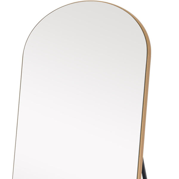 Homeroots 71" Gold Arch Wood Framed Freestanding Standing Mirror  Glass 399777