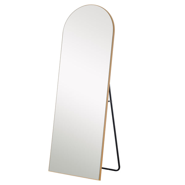 Homeroots 71" Gold Arch Wood Framed Freestanding Standing Mirror  Glass,Wood 399778