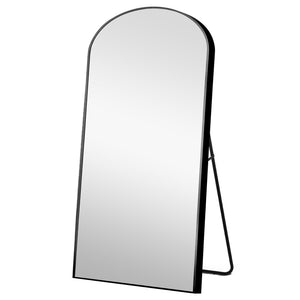 Homeroots 71" Black Arch Metal Framed Freestanding Standing Mirror  Glass 399780