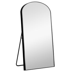 Homeroots 71" Black Arch Metal Framed Freestanding Standing Mirror  Glass 399780