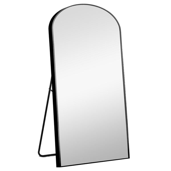 Homeroots 71" Black Arch Metal Framed Freestanding Standing Mirror  Glass 399780