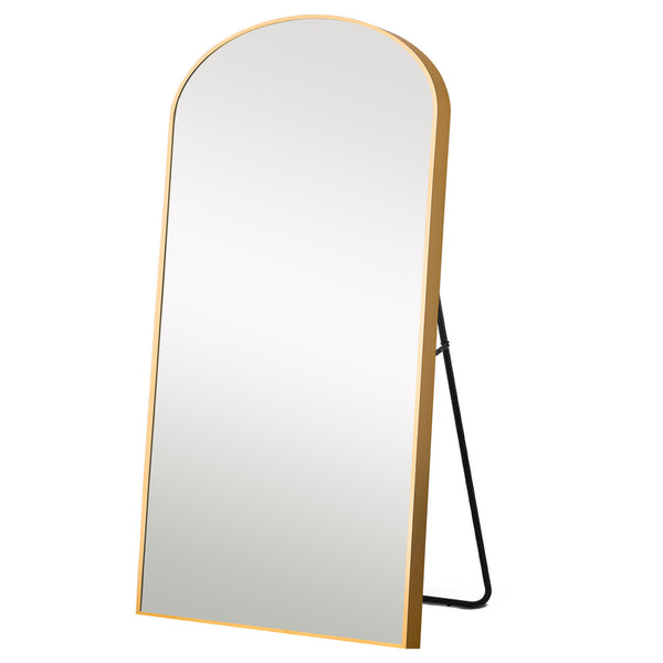 Homeroots 71" Gold Arch Metal Framed Freestanding Standing Mirror  Glass 399781