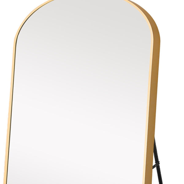 Homeroots 71" Gold Arch Metal Framed Freestanding Standing Mirror  Glass 399781