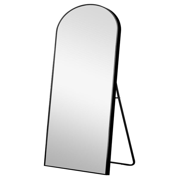 Homeroots 71" Black Arch Metal Framed Freestanding Standing Mirror  Glass 399782
