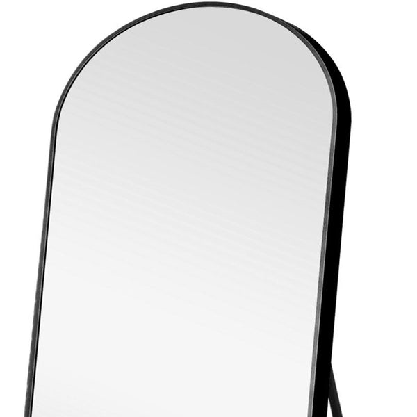 Homeroots 71" Black Arch Metal Framed Freestanding Standing Mirror  Glass 399782