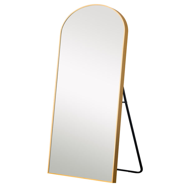 Homeroots 71" Gold Arch Aluminum And Wood Framed Standing  Glass 399783