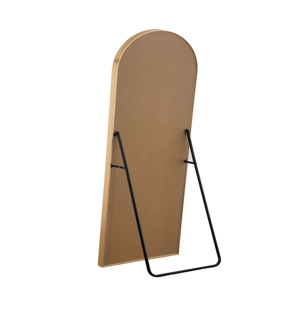 Homeroots 71" Gold Arch Aluminum And Wood Framed Standing  Glass 399783