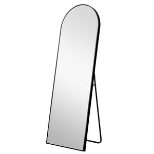 Homeroots 71" Black Arched Metal Narrow Frame Standing Mirror  Glass 399785