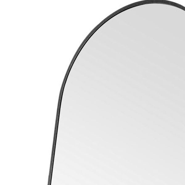 Homeroots 71" Black Arched Metal Narrow Frame Standing Mirror  Glass 399785