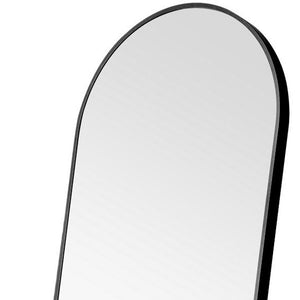 Homeroots 71" Black Arched Metal Narrow Frame Standing Mirror  Glass 399785