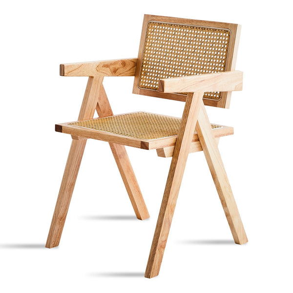 English Elm 2 Dining Chairs - Elegant Rubberwood With Hand-Woven Rattan, Versatile For Dining & Living Spaces W2720P237603