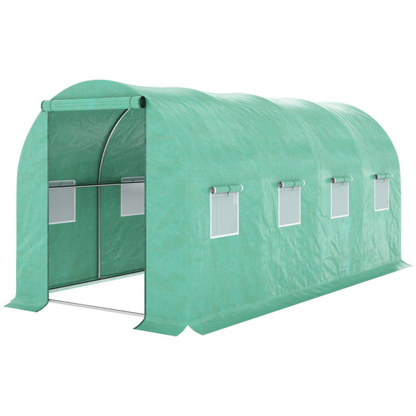 English Elm Outsunny Walk-in Hoop Greenhouse Steel Frame Pe Cover Ventilation for Year-round Growing W2225P217791