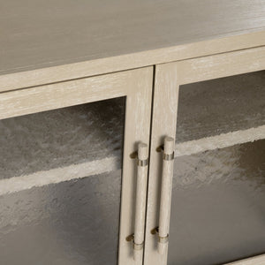 Crestview Collection Transitional Media Credenza - Elegant Tan Finish With Glass Doors, Storage Shelves & Cable Management Tan Solid Wood Cvfdr1213