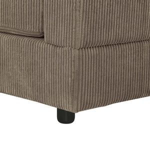 English Elm Reversible Corduroy Sectional with Ottoman Foam Cushions and Contrast Stitching Camel B343S00050