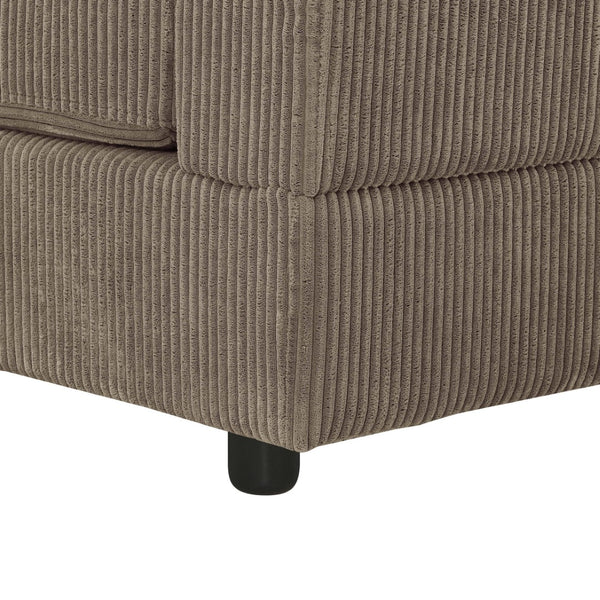 English Elm Reversible Corduroy Sectional with Ottoman Foam Cushions and Contrast Stitching Camel B343S00050
