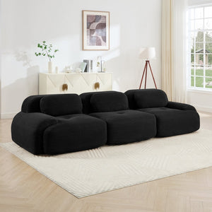 English Elm 3-seat Modular Corduroy Sectional Sofa Ergonomic Curved Design for Living Rooms Black W714S01275