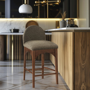 Waldorf Olive Boucle Fabric Stool 399Olive-C Meridian Furniture