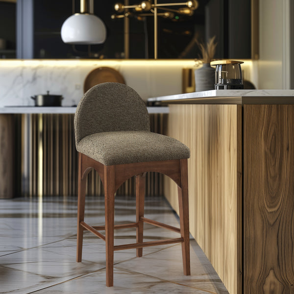 Waldorf Olive Boucle Fabric Stool 399Olive-C Meridian Furniture